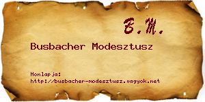 Busbacher Modesztusz névjegykártya
